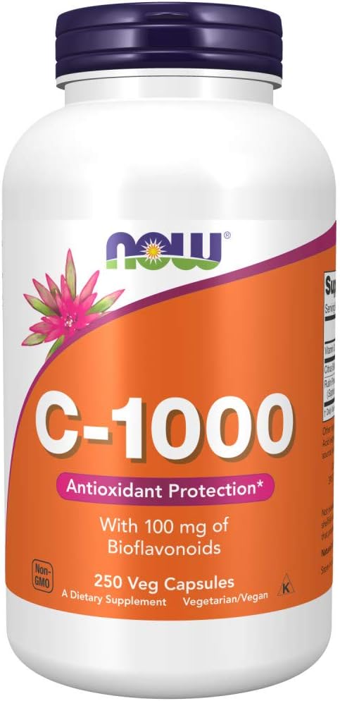 NOW Foods Vitamina C-1000 con Bioflavonoides - 250 Cápsulas Vegetales (Paquete de 2)