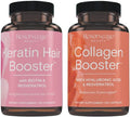 Reserveage Ultra Collagen Booster y Keratin Hair Booster - Cápsulas de Colágeno y Keratina con Dermaval, Biotina y Resveratrol - Apoyo para Piel y Cabello (60+60 cápsulas)