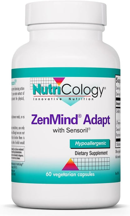 NutriCology ZenMind Adapt - 200 mg L-Teanina, 125 mg Ashwagandha y 550 mg GABA - Apoyo al Estrés y la Calma - 60 Cápsulas – Image 1