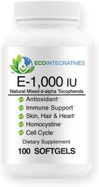EcoIntegratives E-1,000 iu All Natural Forms of Vitamin E Mixed Tocopherols - 100 Softgels