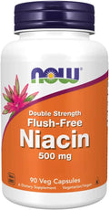 NOW Foods Niacina Sin Enrojecimiento Doble Concentración 500 mg - 90 Cápsulas Vegetales