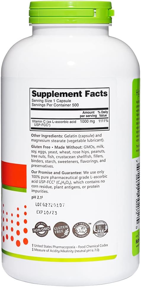 NutriBiotic Vitamina C 1000 mg Cápsulas, 500 unidades