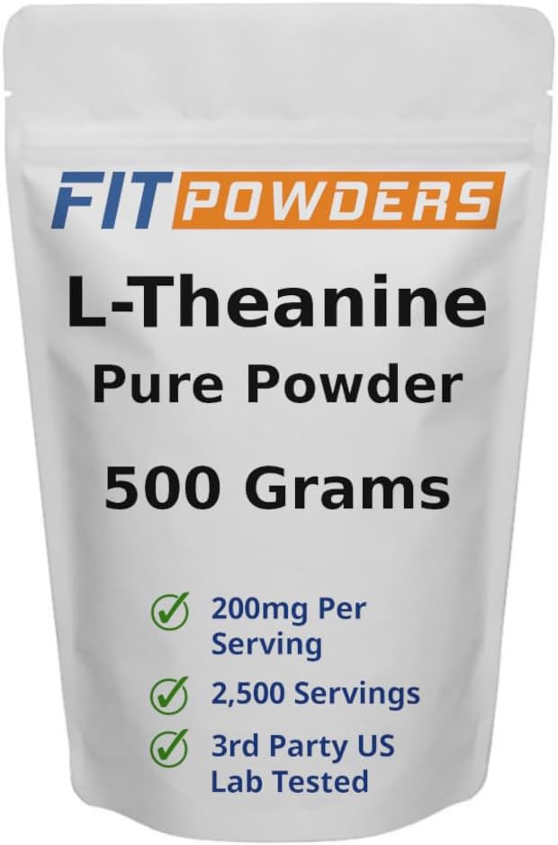 FitPowders L-Teanina en Polvo 25g – Suplemento de L-Teanina, Puro, Vegano, Sin Gluten
