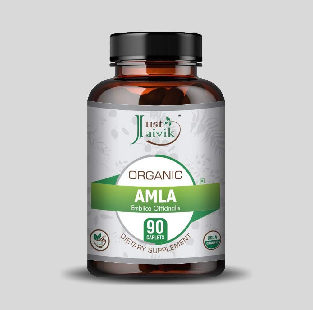 Just Jaivik Organic Amla Tablets - 750 mg (90 Comprimidos)