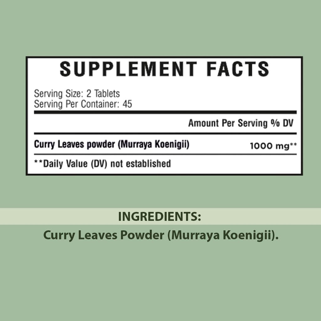 minature Tabletas de Hojas de Curry (Murraya koenigii) - 1000mg, 90 Comprimidos