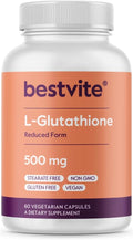 BESTVITE L-Glutathione 500mg, 60 Vegetable Capsules - Stearate-Free - Vegan - Non-GMO - Gluten-Free