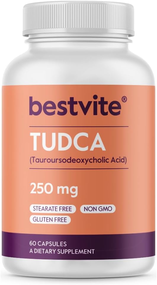 BESTVITE TUDCA 250mg - 60 Cápsulas - Ácido Tauroursodesoxicólico - Sin Estearatos - Sin Gluten - No GMO