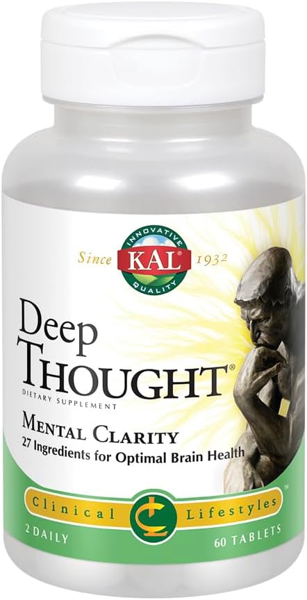 KAL Deep Thought - Apoyo para la función nerviosa y la salud del sistema nervioso con riboflavina (B2), DMAE, vitaminas B y aminoácidos - 30 dosis, 60 comprimidos
