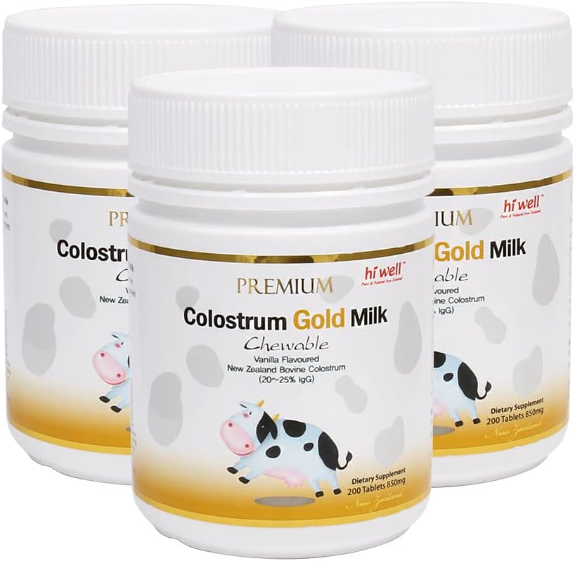 Hi Well Premium Grass-Fed Colostrum Gold Milk 200 Comprimidos (Pack de 3)
