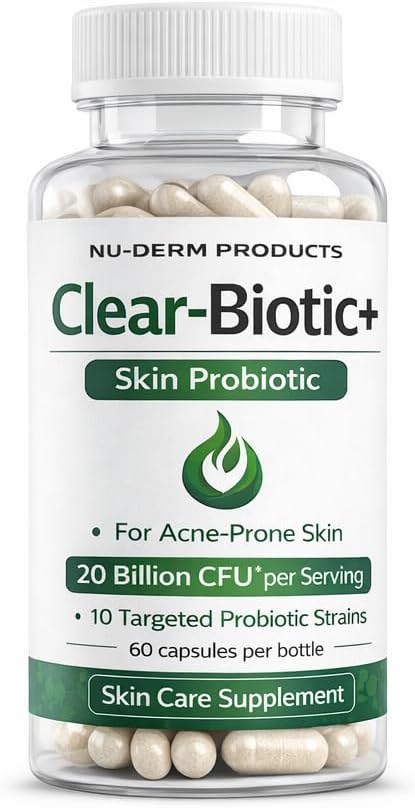 Clear-Biotic Acné Píldoras Probióticas con Vitaminas A, C, E, B2 - 60 Cápsulas