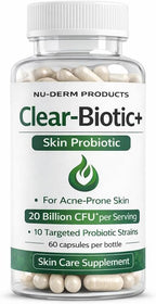 Clear-Biotic Acné Píldoras Probióticas con Vitaminas A, C, E, B2 - 60 Cápsulas