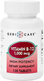 GeriCare Vitamina B12 1000mcg - 100 Comprimidos para Energía y Sistema Nervioso