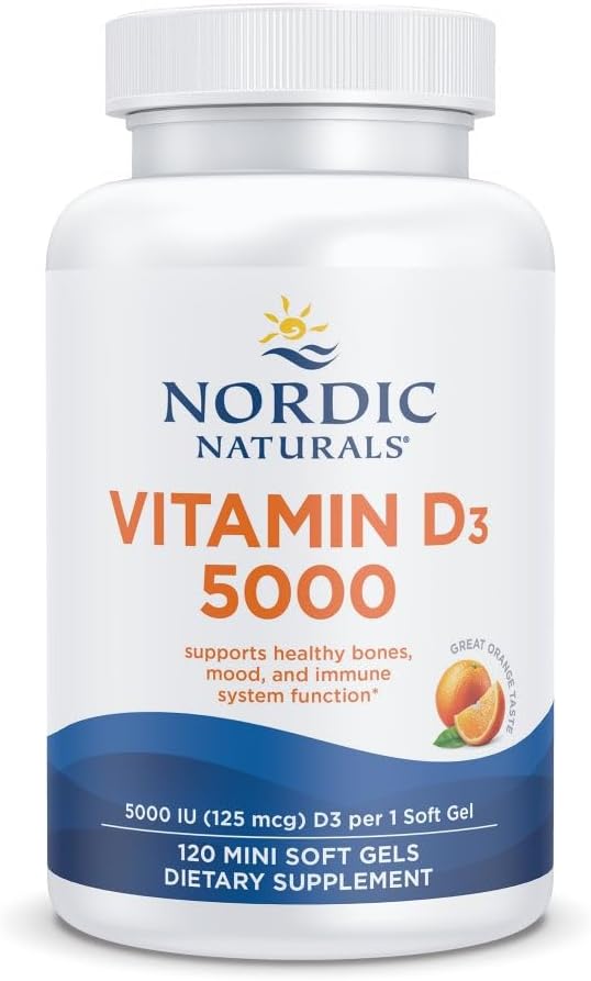 Nordic Naturals Vitamina D3 5000 UI, Sabor Naranja - 120 Mini Cápsulas Blandas