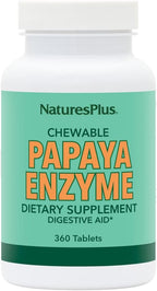 NaturesPlus Papaya Enzyme - 180 Comprimidos Masticables - Suplemento Digestivo con Papaína, Amilasa y Proteasa