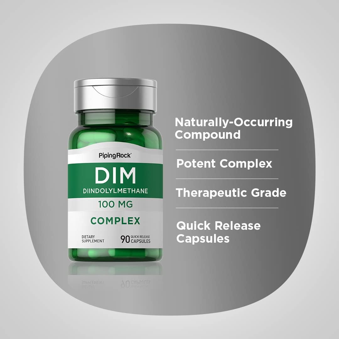Piping Rock DIM 100 mg | 90 Capsules | Diindolylmethane Complex | Non-GMO, Gluten Free