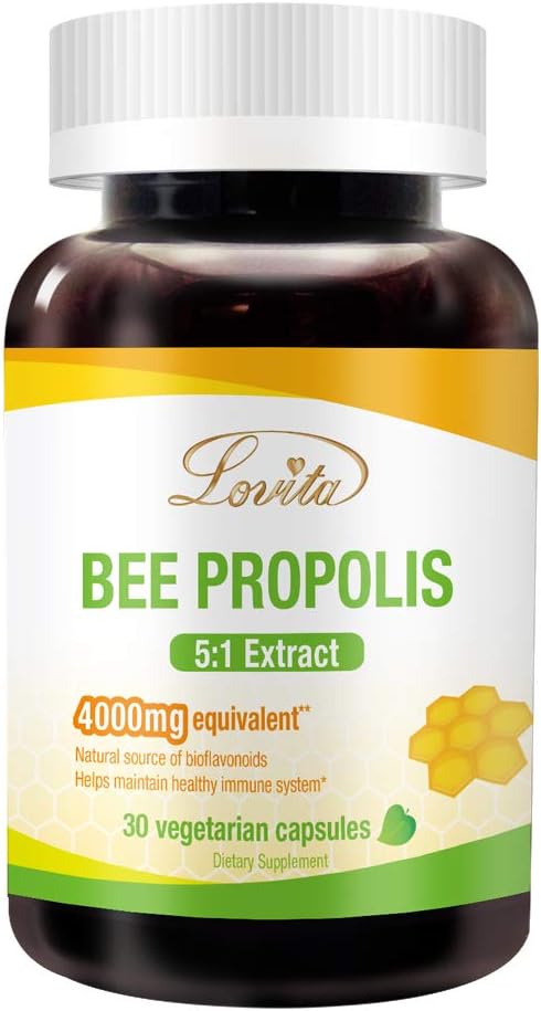 Lovita Propóleo Cápsulas | 800 mg, Concentración 5:1 | Extracto Natural de Propóleo de Abeja | 90 Cápsulas Vegetales (3 Meses)
