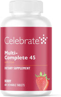 Celebrate Vitamins Multi-Complete Masticables, 45mg Hierro – Multivitamínico Bariátrico Diario para Bypass Gástrico y Manga Gástrica – Sabor Berry (60 Comprimidos)