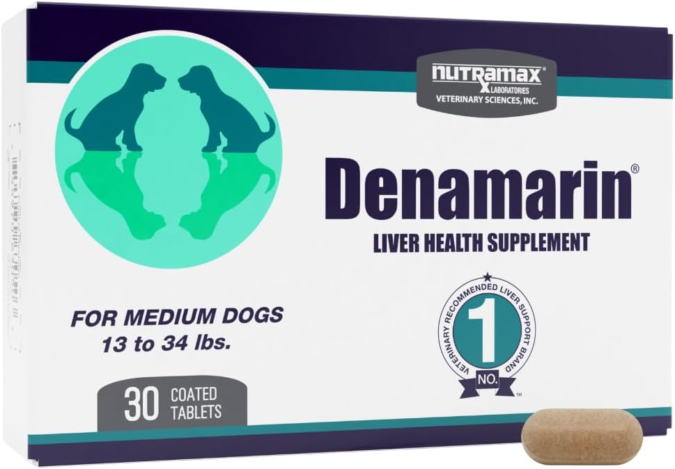 Nutramax Denamarin para Perros Grandes - Suplemento Hepático con SAMe y Silimarina, 30 Comprimidos