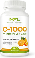 Vitamina C 1000 mg + Zinc 25 mg con Bioflavonoides Cítricos (120 Cápsulas)