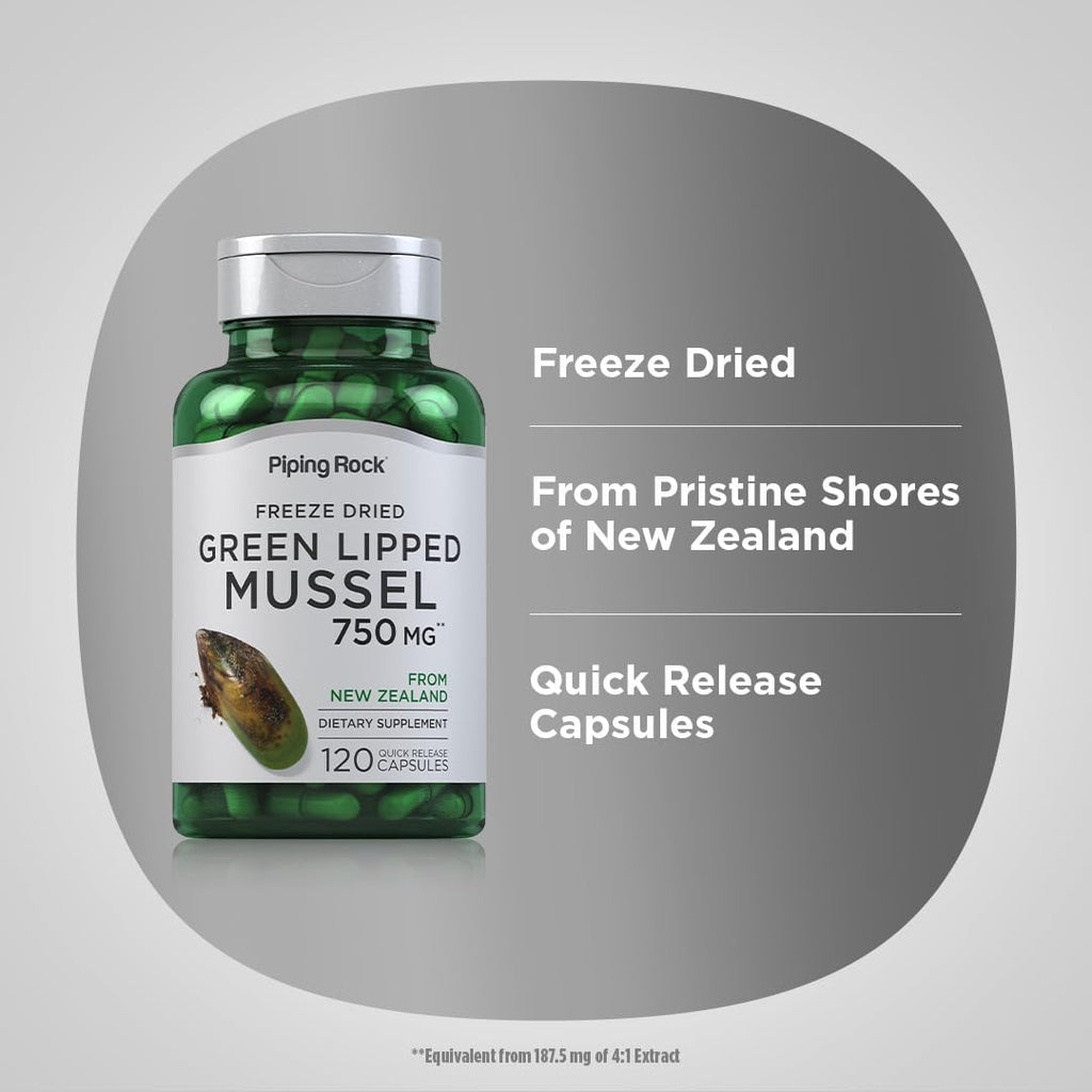 Piping Rock Mejillón de Labio Verde Liofilizado | 120 Cápsulas