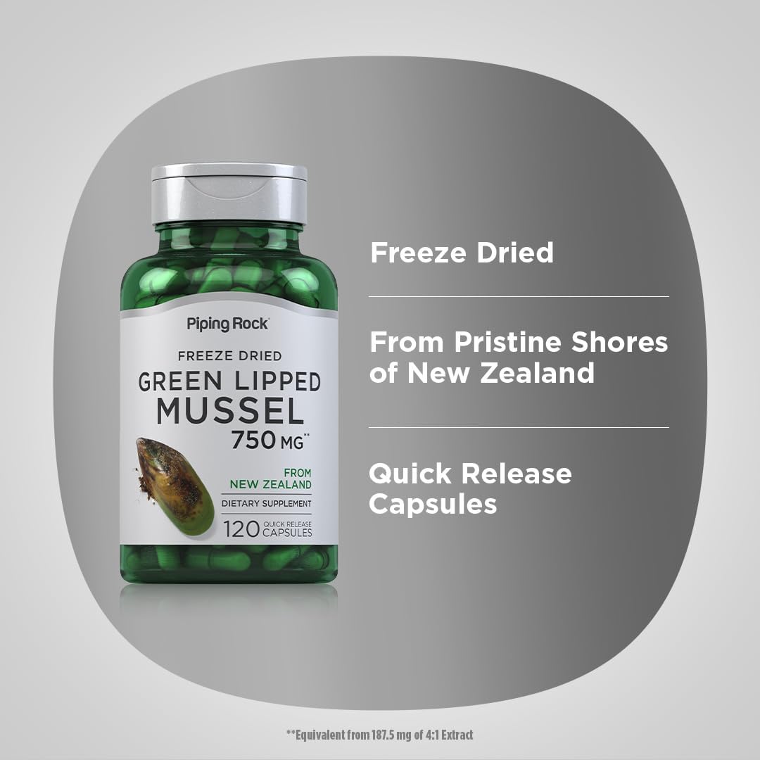 Piping Rock Mejillón de Labio Verde Liofilizado | 120 Cápsulas