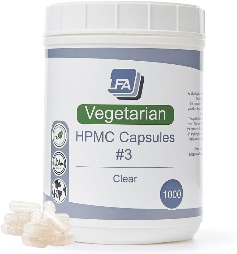 Cápsulas Vacías Tamaño 3 - HPMC Veganas - Bote de 500 - LFA Tablet Presses
