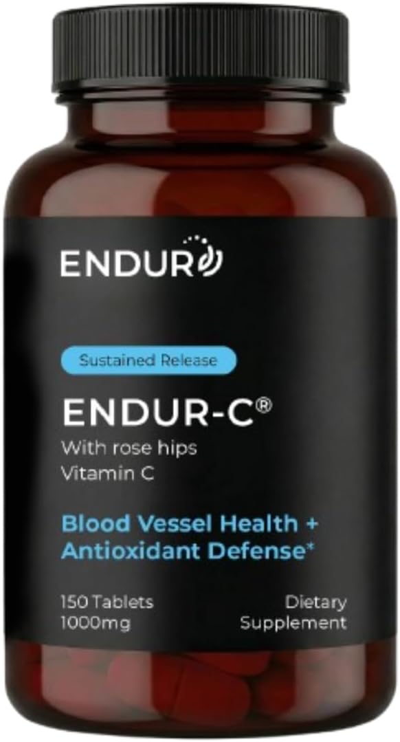 Endur ENDUR-C Vitamina C con Escaramujo, Liberación Sostenida, 1000 mg (60 Comprimidos)