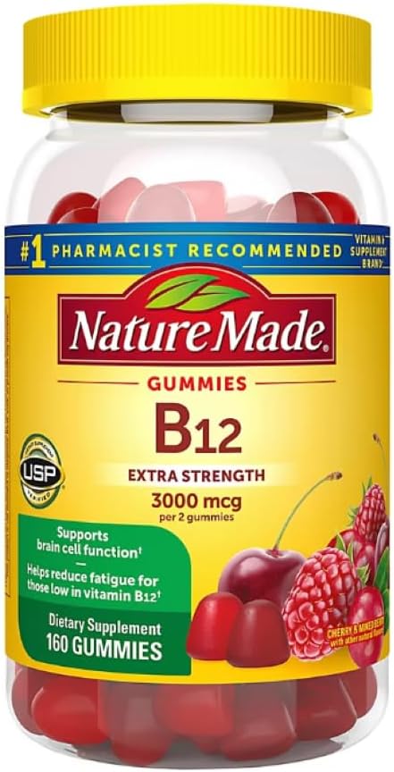 Nature Made Vitamina B12 Gominolas Extra Strength 3000 mcg por 2 gominolas (160 unidades)