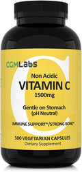CGMLABS Vitamina C No Ácida 1500mg con Calcio - 500 Cápsulas