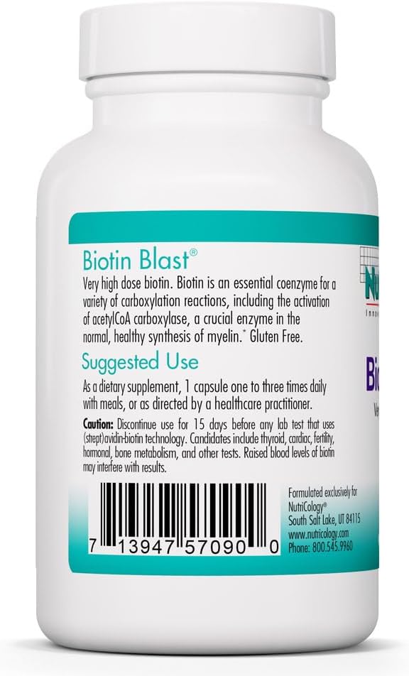 NutriCology Biotin Blast - 100 mg de Biotina - 90 Cápsulas Vegetales