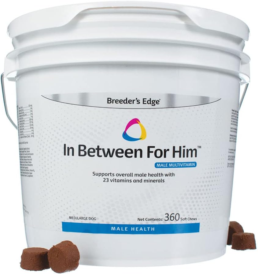 Breeder's Edge In Between for Him - Multivitamínico para perros y gatos machos (360 comprimidos)