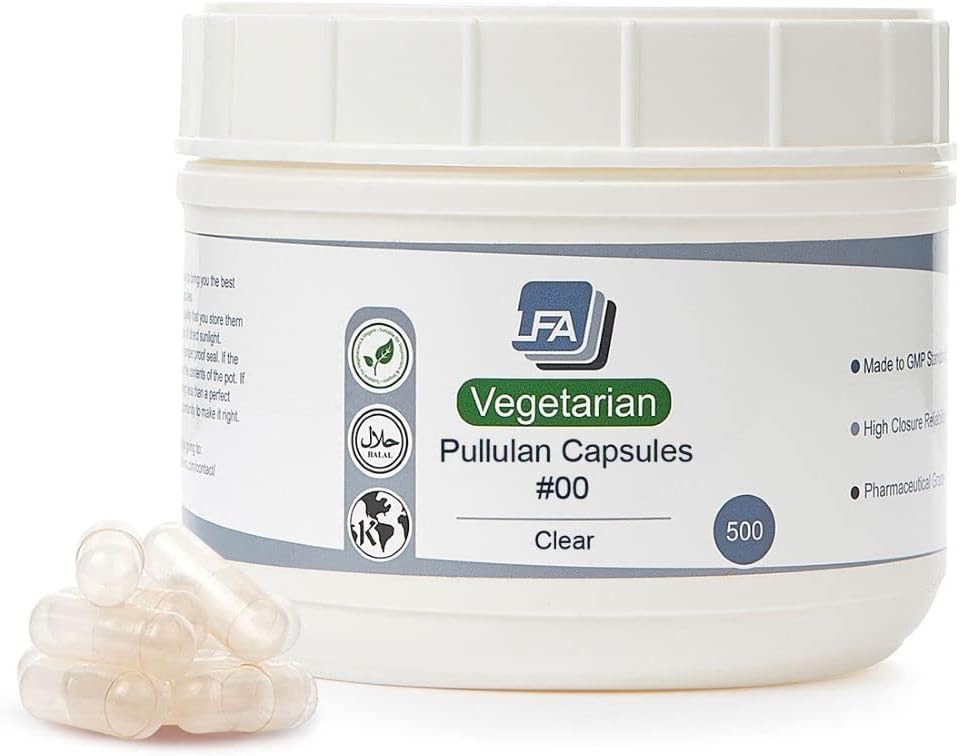 LFA Tablet Presses Cápsulas Vacías 00 - Pullulan Vegano - 500 Cápsulas Vegetales