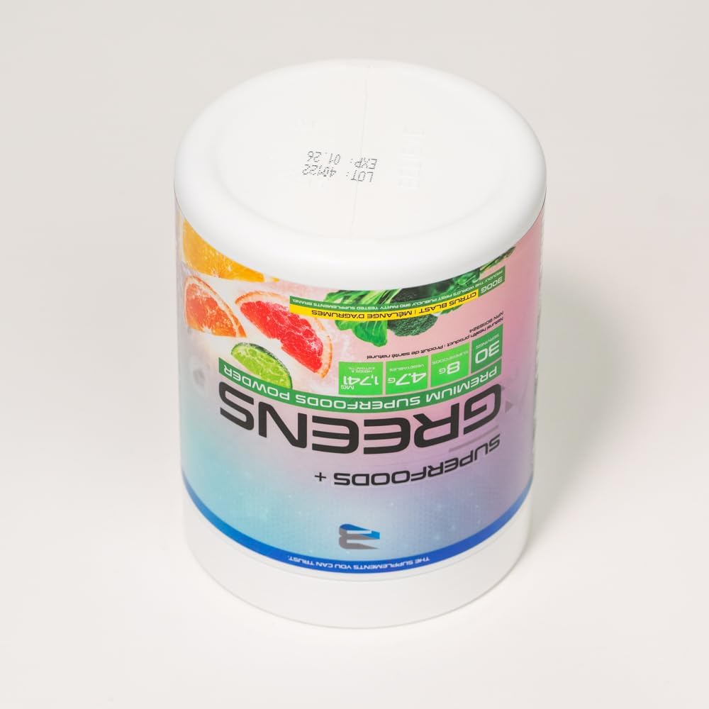 Believe Supplements Superfoods+Greens - Mezcla de Superalimentos con Sabor Citrus Blast (30 porciones)