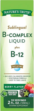 Complejo B Líquido Sublingual con B-12 Sabor Natural Arándano - 2 frascos de 59 ml