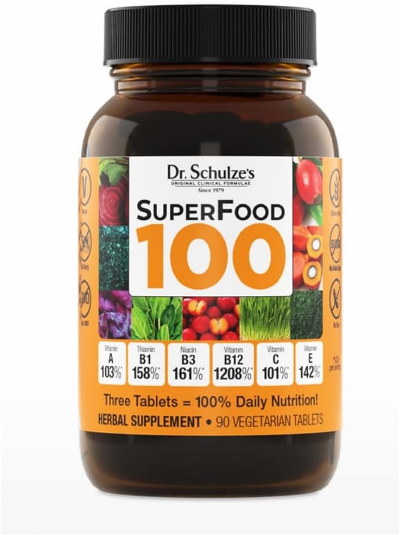 Dr. Schulze's SuperFood 100 - Superalimento Diario Multivitamínico, 90 Comprimidos