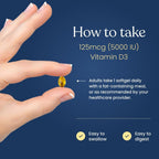 Better Way Health Vitamin D3 5000 IU – High Potency Supplement for Bone and Immune Health – 120 Softgels