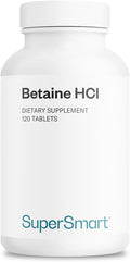 Supersmart - Betaina HCI 2600 mg - 120 Comprimidos - Fórmula de Ácido Clorhídrico para una Digestión Saludable
