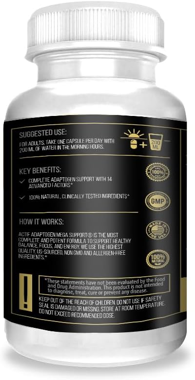 ACTIF Adaptogen Mega Support – 14 Factores Avanzados para Energía y Claridad, 60 Cápsulas
