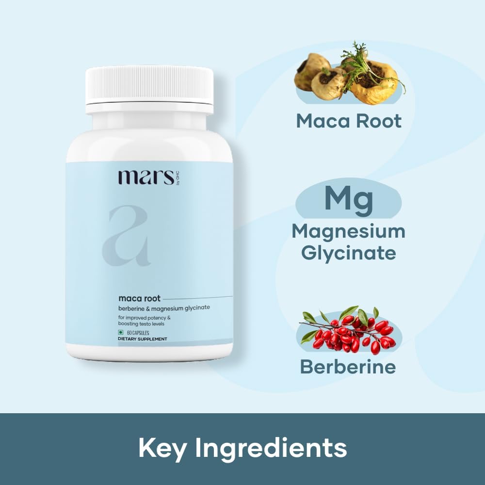 mars by GHC Maca Root Caps (Ginseng) con Magnesio y Berberina - 60 Cápsulas (Pack de 3)