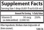Carlson - Super Daily D3, Gotas de Vitamina D3, 2000 IU por Gota, 365 Gotas