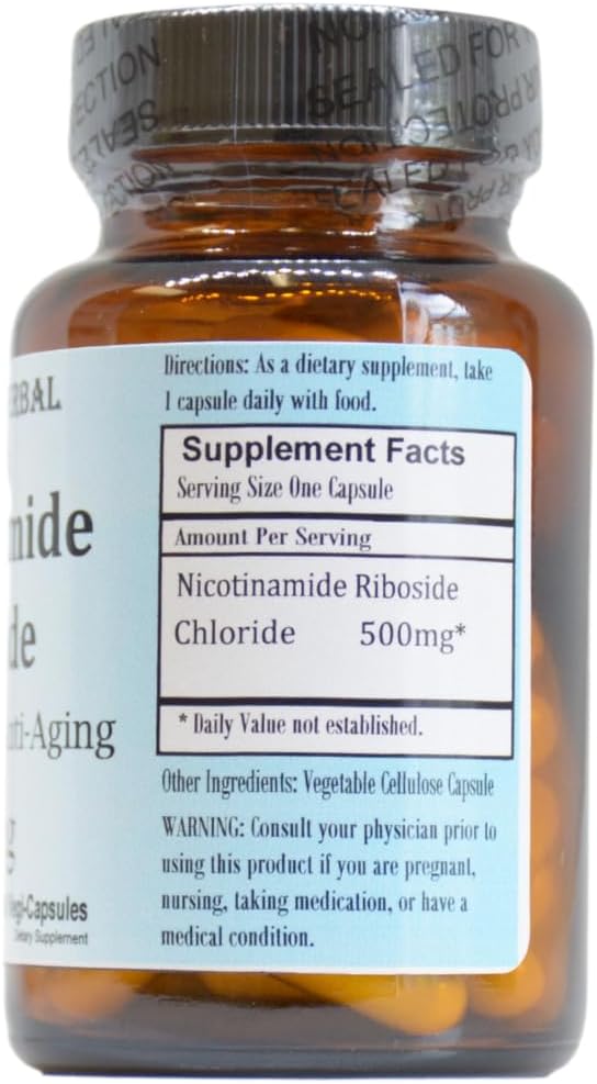 Barlowe's Herbal Elixirs Nicotinamida Ribósido 500mg - Precursor de NAD+ - 60 Cápsulas