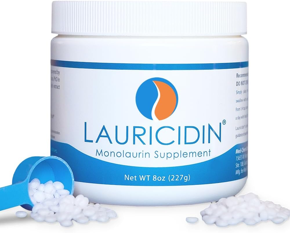 Lauricidin – The Original Monolaurin Supplement – 3000 mg per serving – 227 g per jar (Essential Immune and Digestive Health Support)