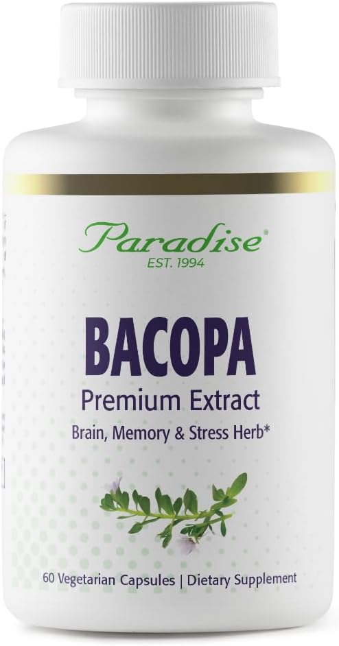 Paradise Herbs Bacopa Extract - 60 Cápsulas Veganas Sin Gluten