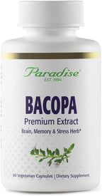 Paradise Herbs Bacopa Extract - 60 Cápsulas Veganas Sin Gluten
