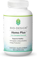 Hemo Plus - Fórmula de Hierro Complejo - Suplemento Altamente Absorbible con Vitamina C, Folato, B6, B12 e Hígado - Apoya la Producción Saludable de Sangre y Energía - 90 Cápsulas