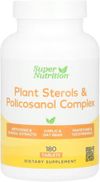 SuperNutrition Complejo de Esteroles Vegetales y Policosanol con Folato, Extracto de Guggul, Germen de Soja y Salvado de Avena, 180 Comprimidos