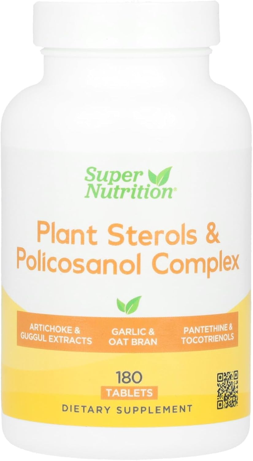 SuperNutrition Complejo de Esteroles Vegetales y Policosanol con Folato, Extracto de Guggul, Germen de Soja y Salvado de Avena, 180 Comprimidos