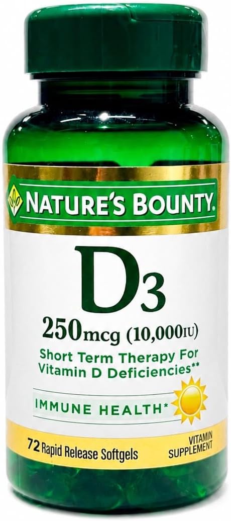 Nature's Bounty D3-10,000 IU Softgels, 72 unidades (Paquete de 2)