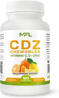 MUSCLE FOOD LABS C D Z Chewables - Vitamina C 1000 mg, Vitamina D3 y Zinc - 120 Comprimidos Masticables Vegetarianos