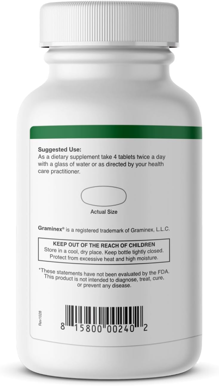 Graminex Barley Grass Tablets - Suplemento Nutricional de Cebada Verde - Superalimento Antioxidante con Multivitaminas, Minerales y Aminoácidos - 240 Comprimidos
